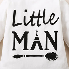 Winter 0-1 Years Old Infant Baby Boys Long  Sleeved  Letter Printing   Romper  Sports  Pants  3-Piece  Set  With  Hat