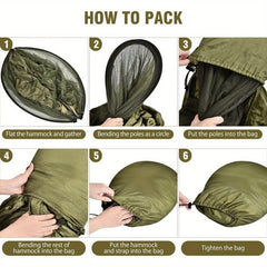 2-In-1 Camping Hammock with Mosquito Net 1.6lbs Ultralight Parachute