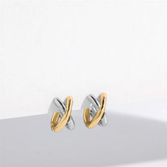 Vintage CC Design Stud Earrings for Women Korean Fashion X Cross Zircon Earring Engagement Jewelry Gifts Wholesale