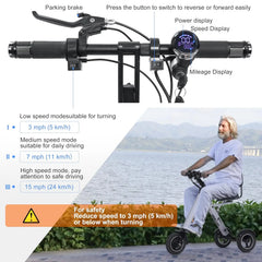 ES35 Powered Scooter 3 Wheels Foldable Trike with Backrest Seat for Adults, Lightweight Electric Scooter with, Customized