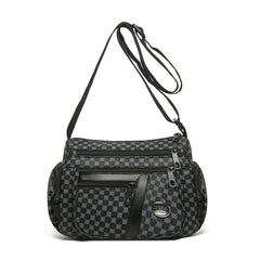 Everyday Versatile Rhombus Pattern Crossbody Bag Trendy Two Color Option, Multi Compartment Layout for Weekend Short Trips