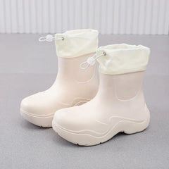 2025 New Women Rain Boots Autumn Platform Shoes Waterproof Kitchen Shoes Comfortable Female Ankle Boot EVA Windproof Women Boots