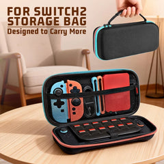 Storage bag for Switch 2 game console, red and blue color scheme, protective bag