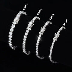 100% Real Moissanite Tennis Bracelet 925 Sterling Silver Plated 18K