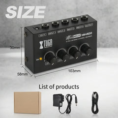Mini Mixing Console 4 Channel Audio Mixer Mobile Recording Soundcard Studio Podcasting Live Streaming Equipment MH400