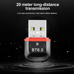 USB Bluetooth 6.0 Adapter Transmitter Receiver Bluetooth 6.0 Dongle Wireless USB Adapter For Mouse Keyboard Speaker Music