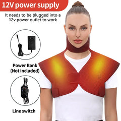 Heated Shawl Vest with Vibration Massager Adjustable Fit for Muscle Pain Relief Shoulder Neck Joint Warmth Recovery