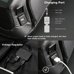 Popular Waterproof Usb Charging Multi-function Bag Solar Battery Power Distribution Board Backpack Portable Equipment Accessory