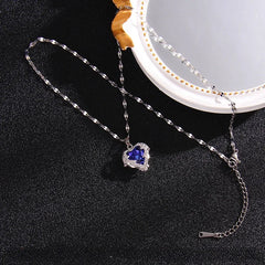 Trendy Heart Stainless Steel Zirconia Necklaces For Women Girls Love Gold Color Metal Necklace Party Birthday Daily Jewelry