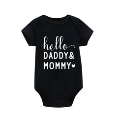 Hello Daddy Mommy Newborn Baby Bodysuit Pure Cotton Short Sleeve Summer Jumpsuit Cute Baby Onesie