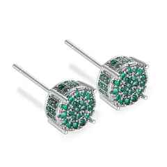 Female Austrian Crystal Round Earring White Gold Yellow Gold Color White Zircon Hip Hop Wedding Stud Earrings For Women Jewelry