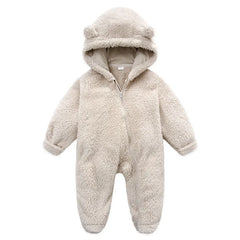 Pudcoco Infant Baby Jumpsuit Long Sleeve Hooded Zipper Closure Winter Romper Clothes for Boys Girls 0-12M