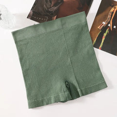 1Pc Women Boyshort Panties Ribbed Seamless Underwear Mide Rise Panties Breathable Safety Short Pants Female Sports Intimates