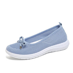 Women's Breathable Mesh Flat Shoes, Decorated with a Bow, Are Lightweight and Comfortable, Perfect for Mom Shoes.