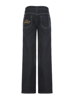 Women's Slim Fit Flared Jeans Y2K Vintage Low Rise Stretch Denim Pants with Embroidery Distressed Style for Everyday Outfits