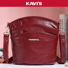 100% Genuine Leather Women Messenger Bags Casual Cell Phone Purse with Adjustable Strap Multiple Pockets Crossbody Shoulder Bag