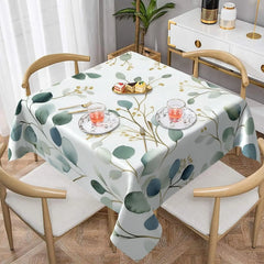 Green Leaves Square Tablecloth Waterproof Decorative Botanical Table Cloth Cover for Home Kitchen Dining Party Picnic Outdoor