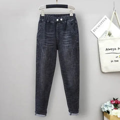 XL-6XL Plus Size jeans for Women Mom Jeans Woman Elastic High Waist Blue Baggy Jeans Denim Ripped Jeans Female Harem Pants
