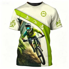 Outdoor Mountain Bike Sport Theme Printed Short-sleeve T-shirt Breathable Casual Sport Top for Cycling Enthusiasts