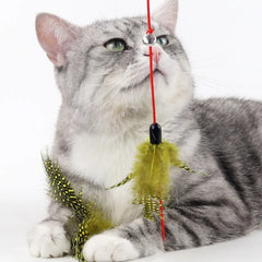 Cat Toy Feather Cats Sticks Cat Toys Interactive Double Feather Toys Cats Teasing Kitten Teaser Stick with Bell Toy Pet Products