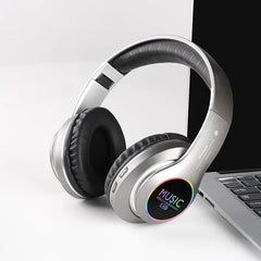 Wireless Bluetooth 5.0 HiFi Over-Ear Headphones | Foldable | Low Latency | Sports Office Gaming | White Black Gray Red
