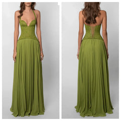 Green Corset Halter Long Dress Women Backless Off Shoulder Pleated Patchwork Slim Maxi Dress 2026 Summer Lady Party Evening Gown
