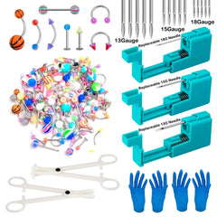 Body Piercing Tool Kit Easy to Use Body Piercing Gun Lip Nose Tongue