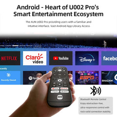 AUN U002 Pro Projector Android 2+32G 300 Inch 4K LED Video Projector 1080P FHD TOF Focus Home Theater Bluetooth Speaker Smart TV