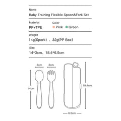 BPA Free Infant Baby Kids Children Feeding Training Non-Slip Flexible Twisting Fork Spoon Tableware