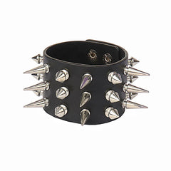 Punk Bracelets PU Leather Studded Bracelet Adjustable Goth Cuff Bracelet Gothic Rivet Buckle Wristband for Men Women Emo Jewelry