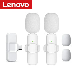 Lenovo 2026 Wireless Lavalier Microphone AI Noise Cancelling For iPhone Android Live Stream Gaming Vlog Plug & Play Receiver