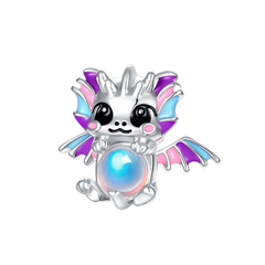 925 Sterling Silver Purple Baby Dragon Flying Dragon Cub Pendant Charm Fit Original Charms Bracelets Women DIY Jewelry Gift