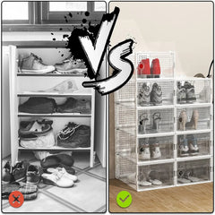 24pcs Large Stackable Plastic Shoe Storage Boxes Dustproof Transparent Display Cabinet for Men/Women Sports Shoes Boots Hat Orga