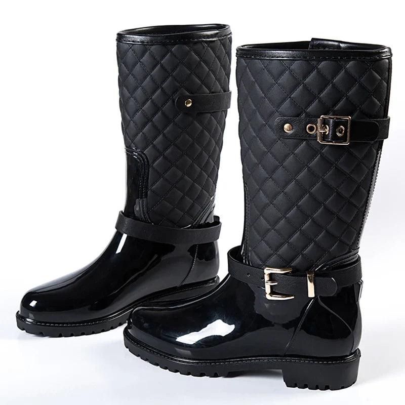 2023 fashion quality water rain shoes warm women's plaidlady rain boots in the rain boots ladys rainboots women boots shoes