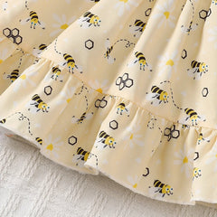 Baby Girl Summer Dress Cute Little Bee Ruffled Suspender Dress and