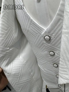 24H Ship Wedding Suit Set for Groom 3 Pieces Men's Fashion Suits One