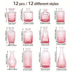 12 Pack Glass Bud Vase Set, Small Vintage Flower Vases for