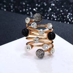 Exaggerated Luxury Vintage Geometric Rhinestone Opening Ring Knuckle Finger Antique Rings for Women Punk Statement Jewelry Gift