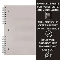 Notebooks & Writing Pads Paper Gray 9X11Inches