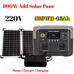 New 800W 589WH Portable Power Station 600W/800W Solar Generator LiFePO4 Backup Power Bank for Outdoor Camping Home Emergency
