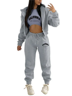 Autumn and Winter New Fleece Hoodie Letter Print Hooded Women's Suit