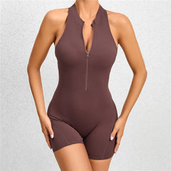 Yoga Women's Padded Workout Suit One-Piece Jumpsuit Workout Set Sports Fitness Overalls Gym Clothing Zipper Long Short 2025 New
