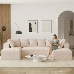 131" Oversized Cloud Boneless Couch Sofa with Chaise, Black, Custom