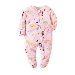 Unisex Newborn Baby Footed Pajamas Long Sleeve Zipper Romper Cotton Jumpsuit Solid White 0-12 Months Fashion Baby Clothes