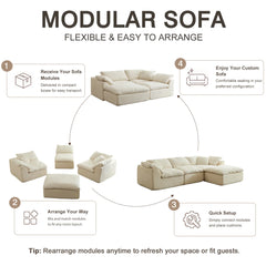 Modern Modular Sectional Sofa Cloud Couch Oversized Deep Seat Comfy Sofa for Living Room Furniture with Removable Cushions