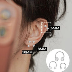 2pcs Stainless Steel Crystal CZ Tragus Piercing Helix Studs Earrings