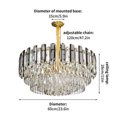 Modern K9 Crystal Chandelier Round Ceiling Fixtures Pendant Lights Living Room Bedroom