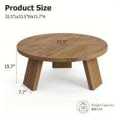 33.5 Inch Round Coffee Table for Living Room, Modern Center Table with