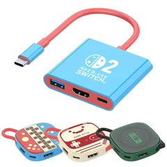 Switch 2 Dock HDMI 4K USB 3.0 Hub Adapter USB Splitter TV Portable Docking Station for NDS Switch2 Laptops PC iPad MacBook Air P