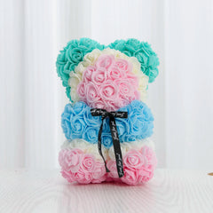 Rose Flower Bear Hand Made Rose Teddy Bear Gifts for Women Valentine's Day Mothers Day Wedding Anniversary